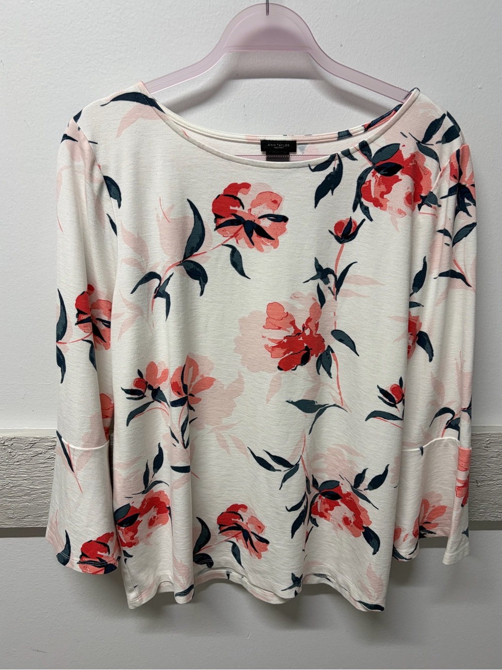 Floral Stretchy Top With Bell Sleeves